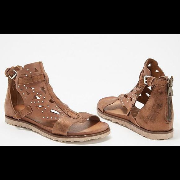 Miz Mooz Leather Embellished Sandals Taylor Bronze - Medium - Picture 3 of 4